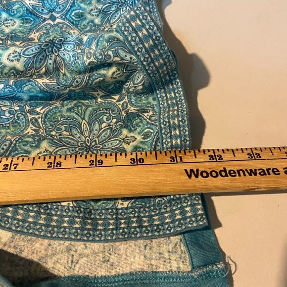 J Jill Women 4X Floral Tunic Top Linen Blend Blue V Neck Side Slits Short Sleeve - Picture 8 of 9